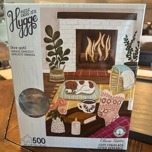Hygge Cozy Fireplace 500-Piece Puzzle - Warm Neutrals & Pink Accents
